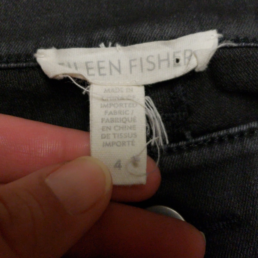 Eileen Fisher black wax coated skinny jeans size 4 - Picture 3 of 7